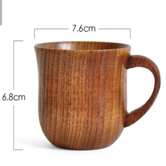 Set of 8 pcs wooden pattern mug coffee,cup,and spoon - Picture 12 of 13